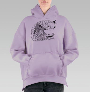 Дудл-кот, Hoodie Oversize Fiolet, утепленная