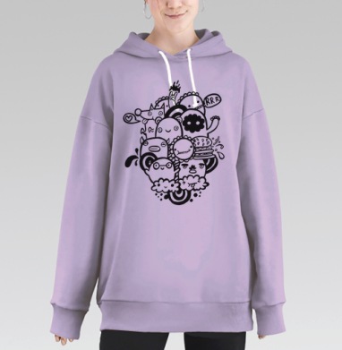 Дудл монстры, Hoodie Long Oversize Fiolet
