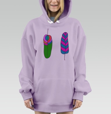 Два пера, Hoodie Mjhigh Dig Mel, Fiolet, утепленная