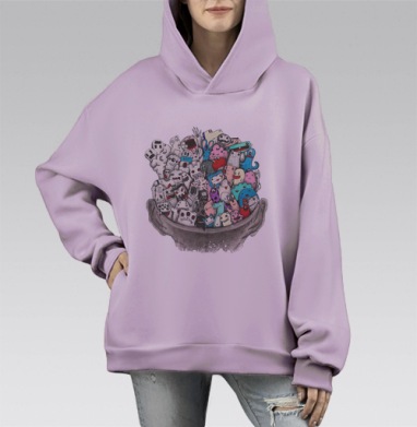 Два полушария, Hoodie Mono Fiolet, оверсайз, утепленная
