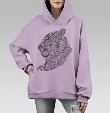 Дзен-Тигр, Hoodie Mono Fiolet, оверсайз, утепленная