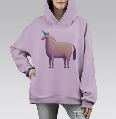 Единорог (Живая Азбука), Hoodie Mono Fiolet, оверсайз, утепленная