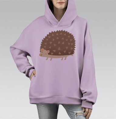 Ёжик (Живая Азбука), Hoodie Mono Fiolet, оверсайз, утепленная