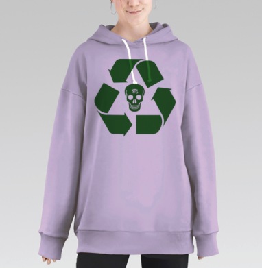 Экологичный минимализм с символом черепа и глаза Гора, Hoodie Long Oversize Fiolet