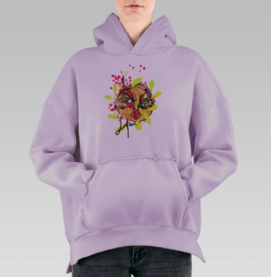 Эмоциональный граффити-портрет с яркими акцентами, Hoodie Oversize Fiolet, утепленная