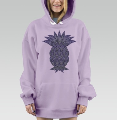 Этнический ананас с мандалой в теплых тонах, Hoodie Mjhigh Dig Mel, Fiolet, утепленная