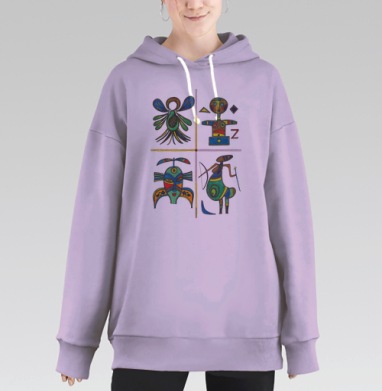 Этническое искусство в стиле неопримитивизма, Hoodie Long Oversize Fiolet