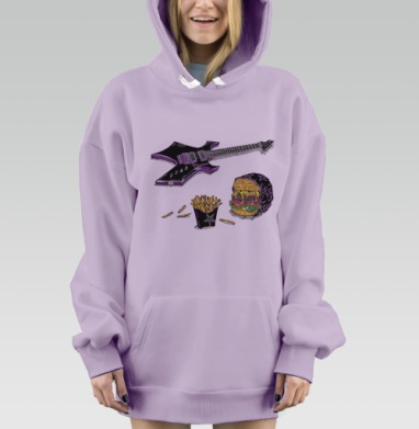 Фаст фуд в стиле метал., Hoodie Mjhigh Dig Mel, Fiolet, утепленная
