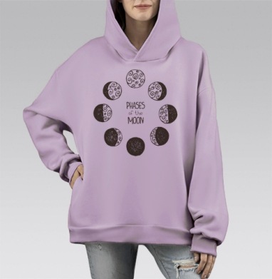 Фазы луны, Hoodie Mono Fiolet, оверсайз, утепленная
