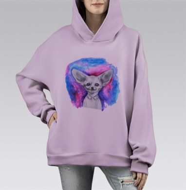 Фенек, Hoodie Mono Fiolet, оверсайз, утепленная