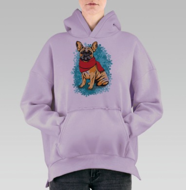 Французский бульдожек, Hoodie Oversize Fiolet, утепленная