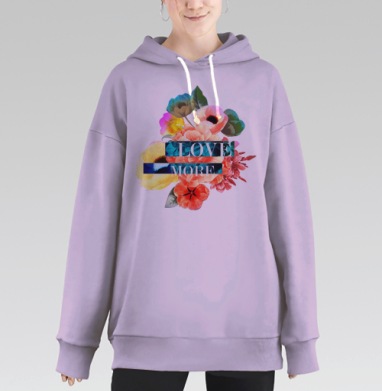 Футболка с ярким цветочным принтом LOVE MORE, Hoodie Long Oversize Fiolet