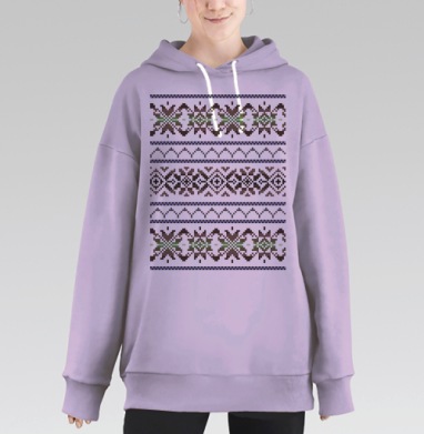 Жаккардовый узор, Hoodie Long Oversize Fiolet