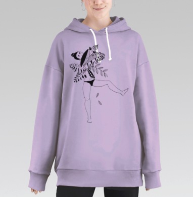 Гармония природы и женственности: изящный арт-принт, Hoodie Long Oversize Fiolet