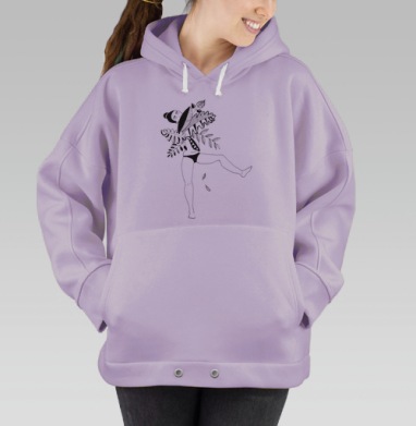 Гармония природы и женственности: изящный арт-принт, Hoodie Oversize Fiolet