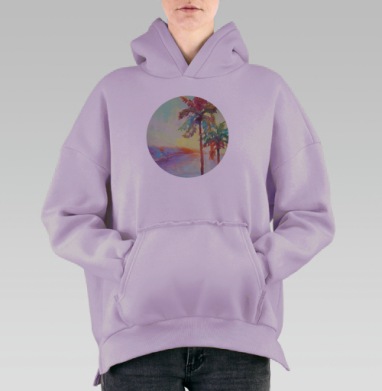 Гавайский рассвет, Hoodie Oversize Fiolet, утепленная