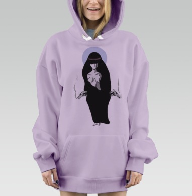 Женская сила и загадочность в стиле нуар, Hoodie Mjhigh Dig Mel, Fiolet, утепленная