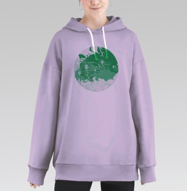 География присутствия с крупными городами России, Hoodie Long Oversize Fiolet