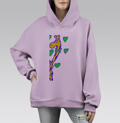 ЖИРАФИКИ (муж.), Hoodie Mono Fiolet, оверсайз, утепленная