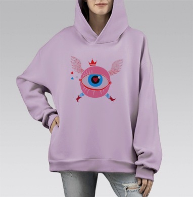 Глазное яблоко, Hoodie Mono Fiolet, оверсайз, утепленная
