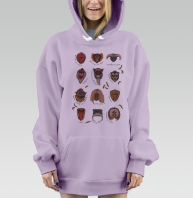 Год обезьян, Hoodie Mjhigh Dig Mel, Fiolet, утепленная