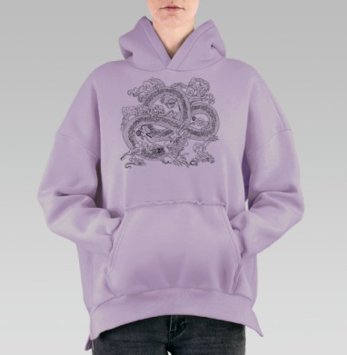 Голодный дракон, Hoodie Oversize Fiolet, утепленная