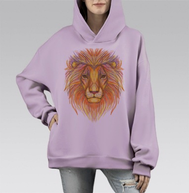Голова льва, Hoodie Mono Fiolet, оверсайз, утепленная