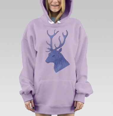 Голова оленя, Hoodie Mjhigh Dig Mel, Fiolet, утепленная