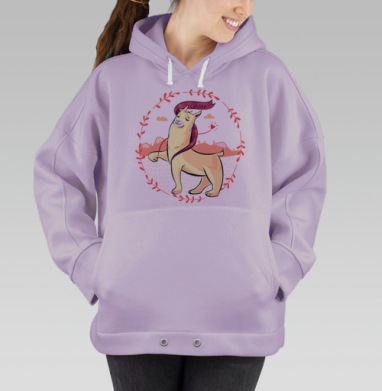 Гордость альпаки в сияющем венке природы, Hoodie Oversize Fiolet