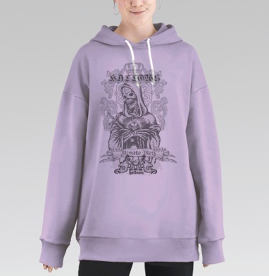 Готический скелет с сердцем Memento Mori, Hoodie Long Oversize Fiolet