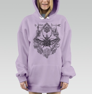 Жук-голиаф, Hoodie Mjhigh Dig Mel, Fiolet, утепленная