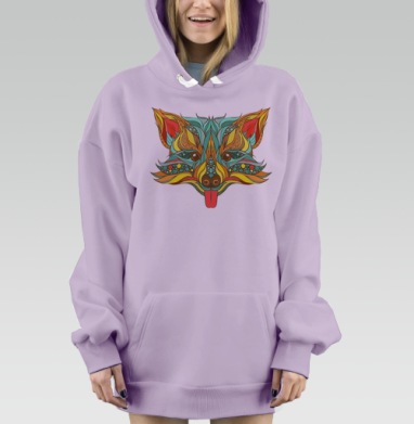 Игривая лиса с ярким орнаментом, Hoodie Mjhigh Dig Mel, Fiolet, утепленная