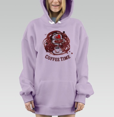Игривое сердце пара – Время кофе с настроением, Hoodie Mjhigh Dig Mel, Fiolet, утепленная