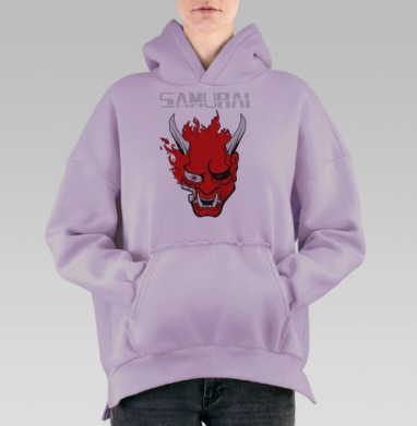 Киберпанк самурай, Hoodie Oversize Fiolet, утепленная