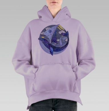 Кит-корабль, Hoodie Oversize Fiolet, утепленная