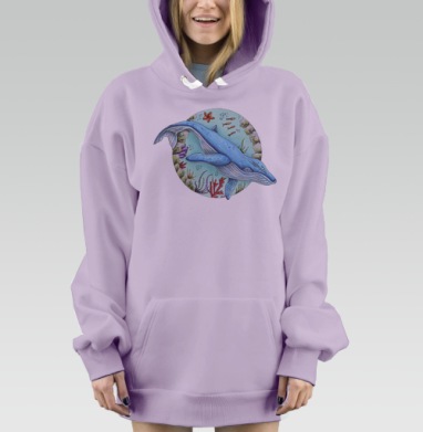 Кит под водой, Hoodie Mjhigh Dig Mel, Fiolet, утепленная