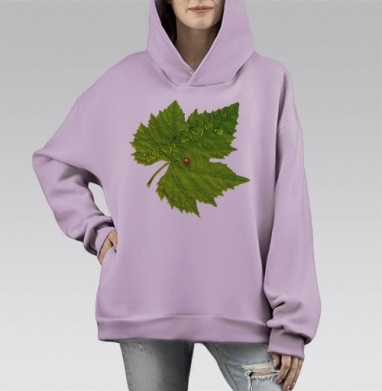 Клиновый лист, Hoodie Mono Fiolet, оверсайз, утепленная