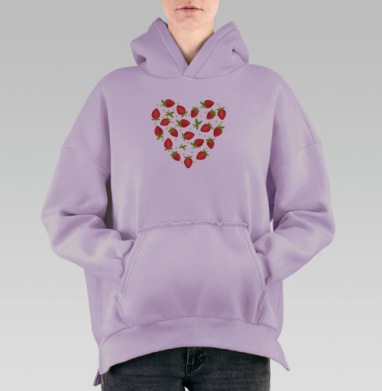 Клубничная любовь, Hoodie Oversize Fiolet, утепленная