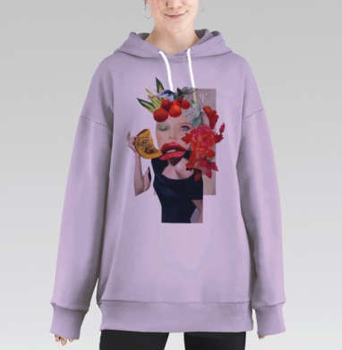 Коллаж с тыковкой, Hoodie Long Oversize Fiolet