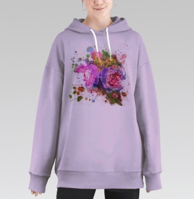 Композиция из цветов пионов, Hoodie Long Oversize Fiolet