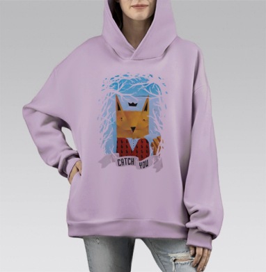Король Лис, Hoodie Mono Fiolet, оверсайз, утепленная