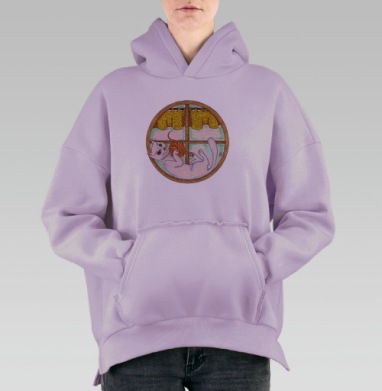 Кошка на окошке, Hoodie Oversize Fiolet, утепленная