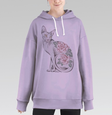 Кошка сфинкс, Hoodie Long Oversize Fiolet