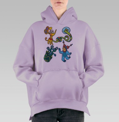 Космические дудлики 2.0, Hoodie Oversize Fiolet, утепленная