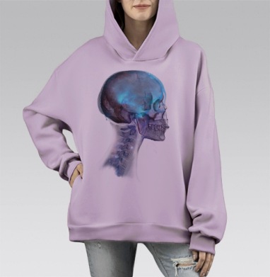 КосмоЧереп, Hoodie Mono Fiolet, оверсайз, утепленная