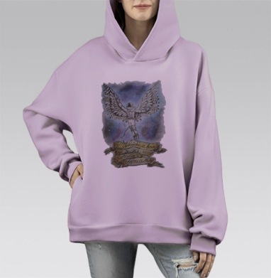 Космонавт, Hoodie Mono Fiolet, оверсайз, утепленная