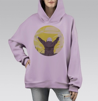 Космонавт вернулся на Землю, Hoodie Mono Fiolet, оверсайз, утепленная