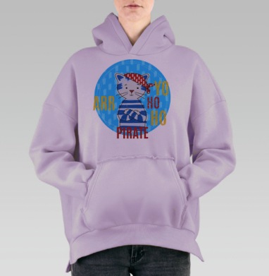Кот-Пират, Hoodie Oversize Fiolet, утепленная