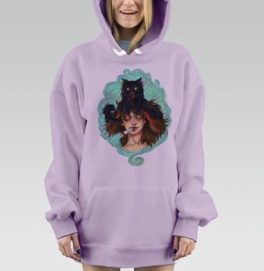 Кот Будильник, Hoodie Mjhigh Dig Mel, Fiolet, утепленная
