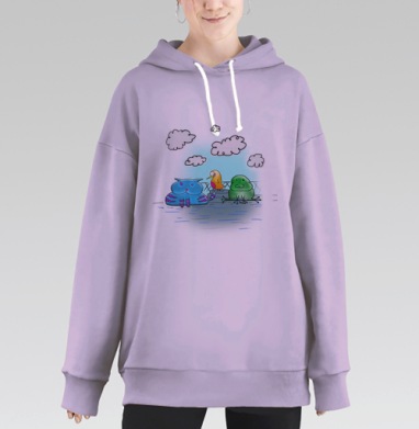 Кот Инокентий, пингвин Толя и земноводное Алексей., Hoodie Long Oversize Fiolet